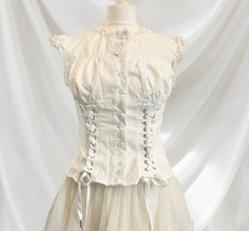 White blouse Japan style blouse in soft ivory with a structured corset-inspired