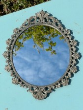 Antique Italian Pewter Mirror - Elegant Baroque Frame