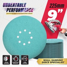 Sanding Discs Pads for Dry Wall Sander Circular Hook & Loop - 225mm 8.8"