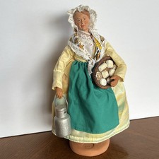 Vintage Santons Escoffier Figure Clay Figurine Milk Cheese Maid 10"