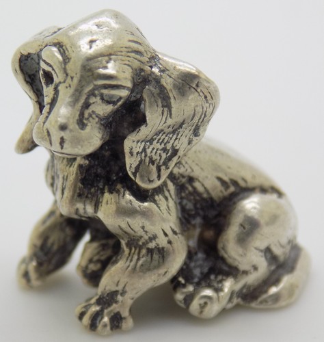 Figurine chiot chien argent - figurine,