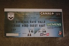 Ticket  )) BORDEAUX RAYO VALLE...  - C3 UEFA CUP 2000/2001