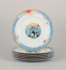 Rosina Wachtmeister for Goebel. Six porcelain dinner plates with cat motifs.