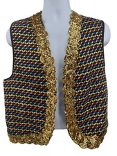 Vintage Rubies Fantasy Costume Vest Gold Sequin Aladin Genie Men Size Large