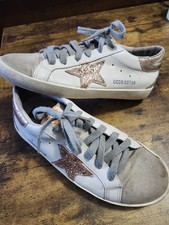 Golden Goose Size 7 Superstar Leather With Glitter Star
