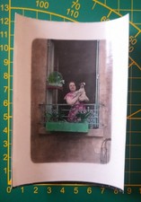Vintage Colorful Snapshot Photo Woman Balcony Dog Parakeet 40-50's - Paris