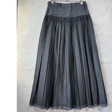 Issey Miyake Permanente Pleated Long Skirt Size M 90cm Vintage Gray Blue