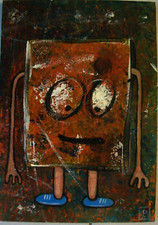 Tableau Art contemporain - Personnage - 30 x 21 cm -.