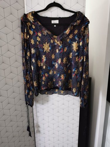 Blouse marine doré soie - blouse, et