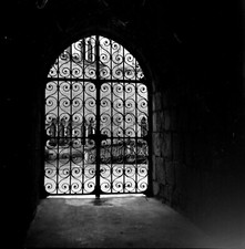 Antique 1960s Photo Shadow & Light Wrought Iron Door Gate Grille