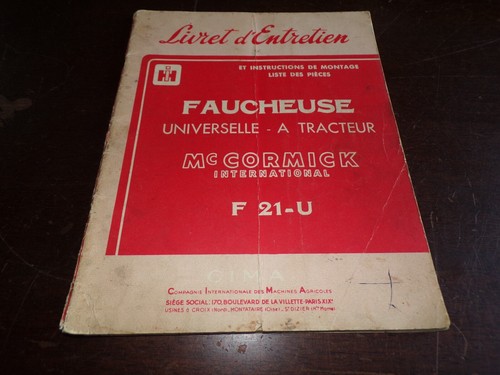 Livret entretien faucheuse - livret, "