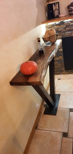 Meuble console noyer fer - noyer, avec