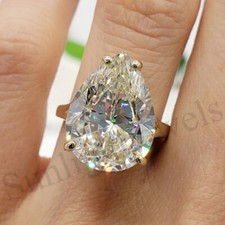 RARE 14.45 Ct Off White Diamond Solitaire Ring, 925 Silver, Excellent Luster