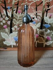 ANCIEN SYPHON BOUTEILLE EAU DE SELTZ ROSE SAUMON MARRON 