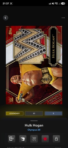 Hulk hogan 5cc legendary - hulk, topps