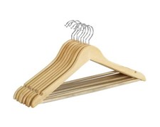 Eco Natural Wood Hangers Set of 8 Bar Pants Notched Skirts 45 x 23.5 x ...
