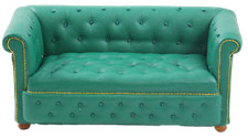 Canapé Chesterfield En Cuir Vert Pour Poupées JBM Miniature Salon