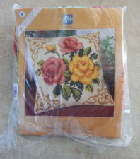 NIOP Vervaco Verachert Cross Stitch Pillow Kit Roses Flowers Floral 16"x16"