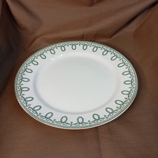 Antique Boch Brothers Bonaparte Plate - Earthenware Decor Green Ribbons