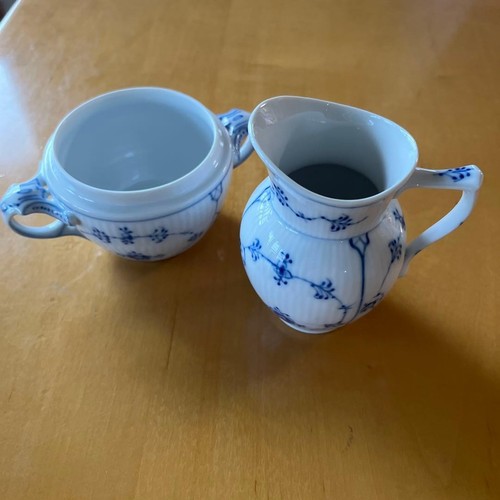 Crémier sucrier bleu cannelé