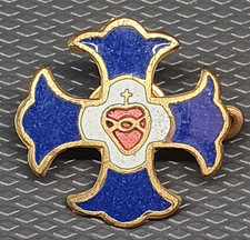 Antique Sacred Heart Small Enamel Brooch #60