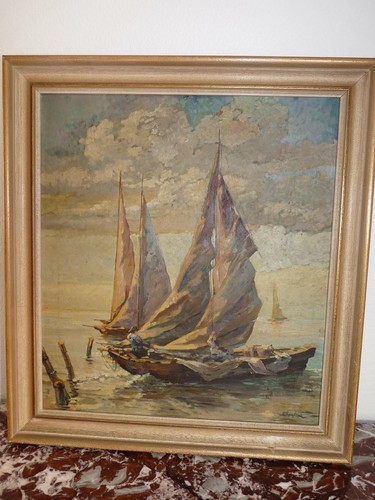 Superbe rare tableau - huile, sur