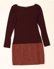 SKUNKFUNK Womens T-Shirt Dress Size 3 Medium Burgundy Colourblock CS51