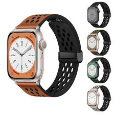 Breathable Leather Band Strap for Apple Watch 11 10 9 8 7 6 SE 44/45/42/46/49mm