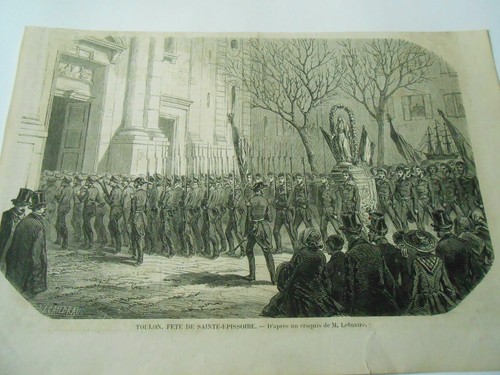 Gravure 1858 toulon fête de - 1858,