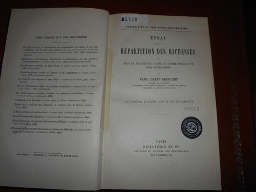 Essai sur repartition - la, des
