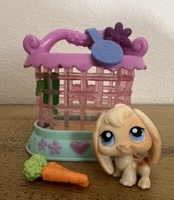 LIttlest Pet Shop Portable Pets Rabbit 95 Purple Blue Cage Carrot Water Bottle