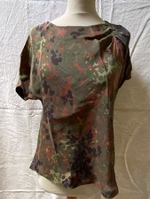 Top tee-shirt M blouse 100% soie ZARA WOMAN imprimé camouflage kaki marron