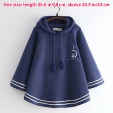 Femme Fille Japonais Manteau Cape Poncho Drapé Polaire Chauve-Souris Manche Haut