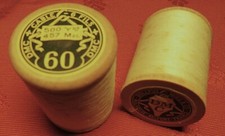 Antique COTTON THREAD COIL WHITE "DMC" No. 60 - 500 Yards - ANTIQUE HABERDAS