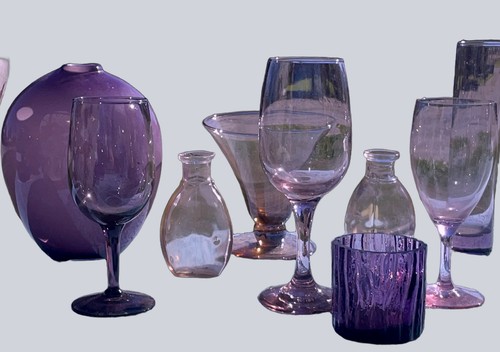 Glassware set purple pink - pc,
