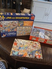 Jan Van Haasteren Jumbo 2x1000 Comic Puzzles New Year Eve Party & Santas Factory