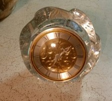 Rare Vintage Hour Lavigne France Gold Crystal Glass French Clock  Art