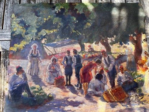 Tableau ancien huile - , toile