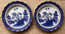 LOT 2 ASSIETTES Porcelaine Anglaise Vintage modèle REAL OLD WILLOW Diamètre 25cm