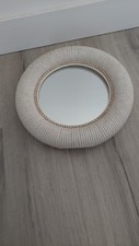 VINTAGE DESIGN WICKER EARTHENWARE CERAMIC TABLE MIRROR