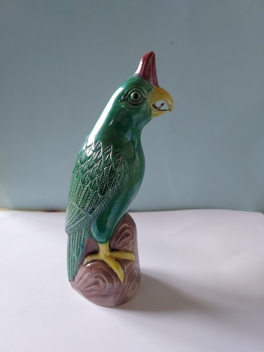 Perroquet faïence vintage - en,