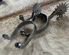 Pair Adult Polished Western Spurs Jingle Bobs On Rowels