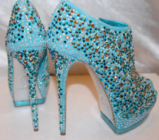 39/9❤️GIANMARCO LORENZI HIGH HEELS SUEDE LEATHER SLIVER GOLD CRYSTAL ANKLE BOOTS