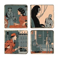 Plaques de marbre collection Blake et Mortimer Cri du Moloch (10x10cm)