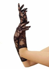 Femmes Noir Dentelle Coude Gants Approprié Mariage Fête
