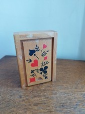 Antique Wooden Card Game Case With Pattern with Sliding Lid