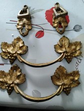 rare 4 Anciennes poignées en bronze massif grappe raisin vigne