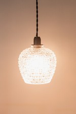 Vintage Molded Glass Globe Pendant Lamp Ceiling Light Retro Art Deco