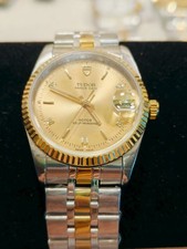 Tudor Prince Date Day 74033Men's Watch Automatic 36mm Gold Diamond Dial