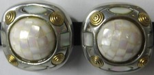 Fahrenheit Mixed Metal Pewter Colored Gold Tone Art Deco Clip On Earrings RARE